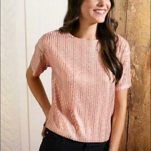 Matilda Jane Good Hart Hall of Fame sequined pink top, size medium